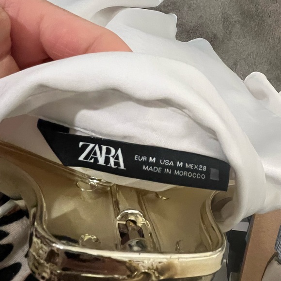 New Zara Pearl white ruffle poet shirt M - Picture 4 of 4